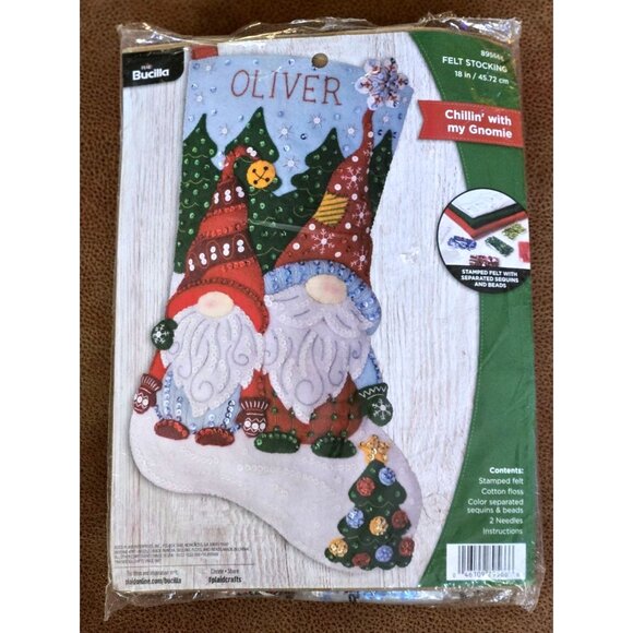 Bucilla Chillin With My Gnomie Personalized Felt Stocking Kit - Picture 1 of 3